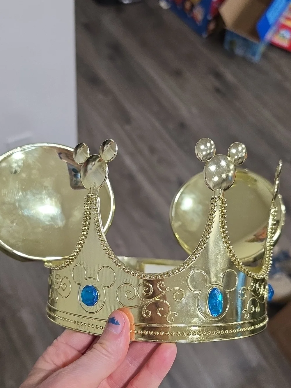 Disney MICKEY Kids Crown Headband with Blue Gem Accents